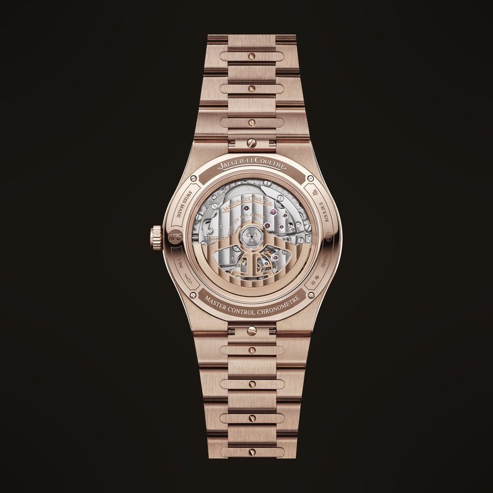 Fond saphir du quantième perpétuel Master Control en or rose, calibre 868 visible