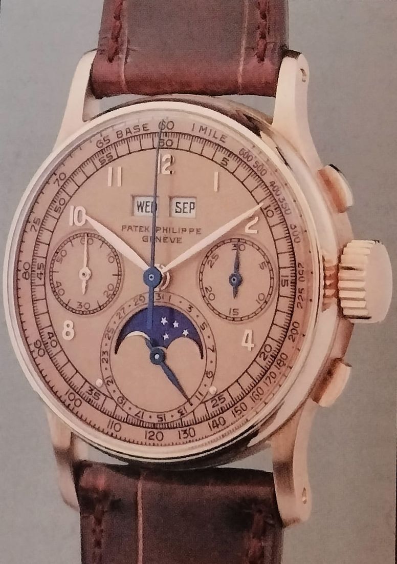 Patek Philippe ref. 1518 en or rose du milieu des années 1940, chronographe à quantième perpétuel et phase de lune