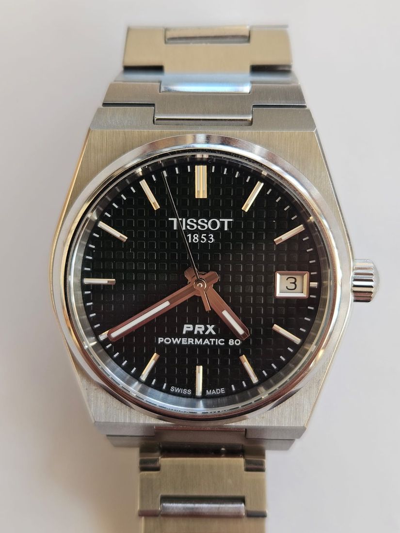 Tissot PRX Powermatic 80 de 35 mm à cadran noir gaufré